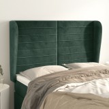 Tăblie pat cu aripioare verde &icirc;nchis 147x23x118/128 cm catifea