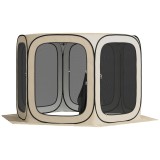 Outsunny cort pop-up pentru camping, portabil, protecție UPF50+, laterale cu plasă, s&acirc;rmă de oțel, Khaki | Aosom Romania