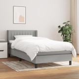 Cumpara ieftin Pat box spring cu saltea, gri deschis, 90x190 cm, textil