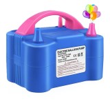 Pompa electrica pentru umflat baloane, 600 w, doua capete de umflat, din plastic, 19.5 x 14 x 13 cm, albastru/roz