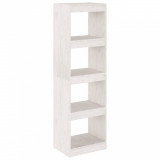 Bibliotecă/Separator cameră, alb, 40x30x135,5 cm, lemn de pin
