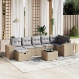 VidaXL Set canapele de grădină, 8 piese, cu perne, bej, poliratan