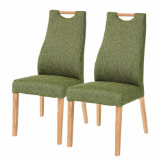 Set de 2 scaune Spofford tesatura/lemn stejar, verde maslina, 47 x 104 x 44 cm foto