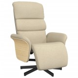 Cumpara ieftin Scaun rabatabil cu suport pentru picioare crem material textil