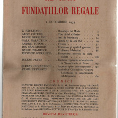 Revista Fundatiilor Regale oct/1934 Z Paclisanu Gala Galaction A. Tudor J. Peter