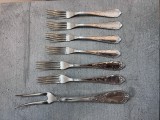 Set tac&acirc;muri colectie furculițe servire, Argint masiv 800, 500 grame, stil neo-rococo, marcaj meșter