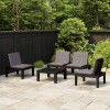 Gossi set mobilier de gradina cu perne, 4 piese, gri, plastic