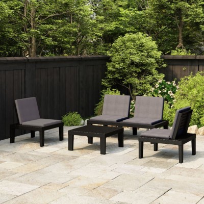 Gossi set mobilier de gradina cu perne, 4 piese, gri, plastic foto