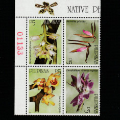 Pilipinas (Filipine) 2002-Flora,Orhidee,bloc 4 valori dantelate,MNH.Mi.3367-3370