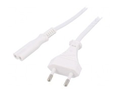 Cablu de Alimentare Alb 1,8m 2x0,75mm2 CEE 7/16 la IEC C7