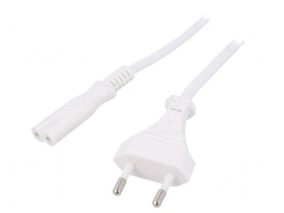Cablu de Alimentare Alb 1,8m 2x0,75mm2 CEE 7/16 la IEC C7 foto