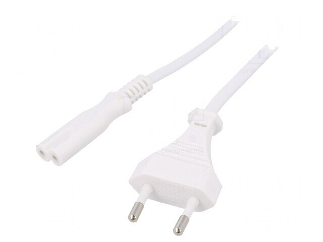 Cablu de Alimentare Alb 1,8m 2x0,75mm2 CEE 7/16 la IEC C7
