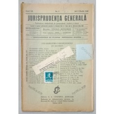 JURISPRUDENTA GENERALA , PUBLICATIUNE SAPTAMANALA DE JURISPRUDENTA REZUMATA ROMANA SI STREINA , NR.9 , 1942
