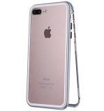 Cumpara ieftin Husa iPhone 8 Plus Magnetic Case 360&deg; Metal Argintiu, Protectie Socuri