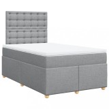 Cumpara ieftin Pat continental cu saltea, gri deschis, 120x200 cm, textil