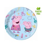Set 8 Farfurii Carton Petrecere Copii Peppa Pig 23cm - Aniversare, Decoratiuni, H&acirc;rtie, Rotunde, Diverse Culori