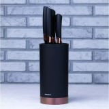 Set cutite de bucatarie cu suport, negru ,inox, 6 piese, Klausberg