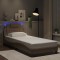 vidaXL Cadru de pat cu lumini LED cappuccino 90x200 cm piele ecologică 3213998