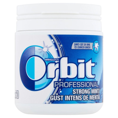 Borcan Guma de Mestecat Orbit Professional Strong Mint, 60 Buc, Guma pentru Mestecat, Guma Orbit, Guma Mestecat, Guma Mentolata, Guma Aroma de Menta, foto