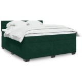 vidaXL Pat box spring cu saltea, verde &icirc;nchis, 180x200 cm, catifea 3288687