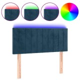 Cumpara ieftin Tablie de pat cu LED, albastru inchis, 80x5x78/88 cm, catifea