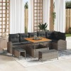 VidaXL Set de canapele pentru grădină cu pernă 9 pcs Gri Rattan poli