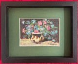 Toader Schipor Tablou Natura statică Vas cu Flori Albastrele, Pictura &icirc;n ulei, inramat 23x28cm
