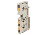 Terminal &icirc;mbinare şine 10mm&sup2; 1 pistă 3 borne bej cu arc