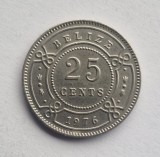 Belize 25 Cents 1976 km # 36 moneda cupru nichel tiraj mic rara _ regina Elizabeth II