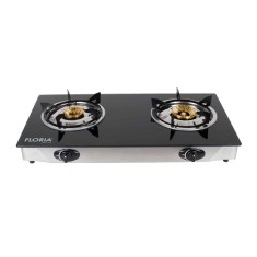 Aragaz 2 ochiuri cu plita din sticla si alimentare la butelie, inox