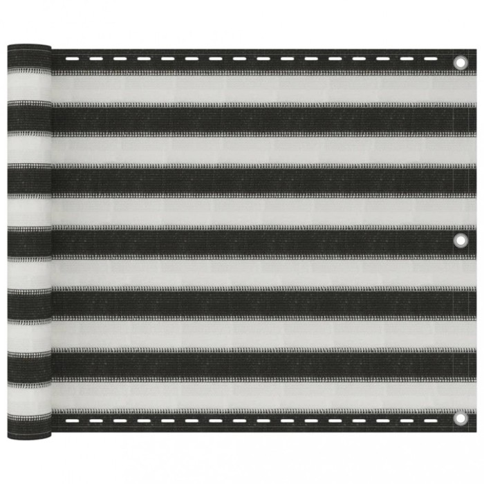 Paravan pentru balcon, antracit și alb, 75 x 500 cm, HDPE