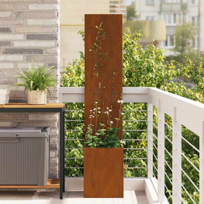 vidaXL Ecran de intimitate pentru grădină Floral Ruginit 32 x 140 cm 876384