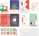 Set de 32 felicitari de Craciun cu plicuri si autocolante Exceligen, hartie, multicolor