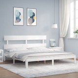 Cumpara ieftin Cadru de pat fără saltea, alb, 200x200 cm, lemn masiv pin