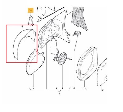 Carcasa oglinda exterioara VW Amarok (N817), 01.2010-; Transporter/Multivan (T5), 10.2009-; (T6), 04.2015-, partea Dreapta, carcasa neagra; pentru og foto