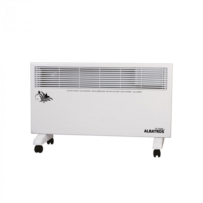 Convector electric Albatros, 1500 W, 2 trepte putere, 732 x 81 x 439.3 mm, termostat reglabil, Alb