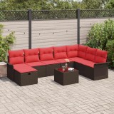 vidaXL Set de canapele pentru grădină cu pernă 9 pcs Rattan poli 3360275