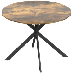 HOMCOM Masă rotundă pentru 4 persoane, masă de bucătărie &icirc;n stil industrial cu picioare din oțel, pentru sufragerie, bucătărie, Maro rustic | Aosom Ro