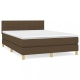 Cumpara ieftin Pat continental cu saltea, maro inchis, 140x200 cm, textil