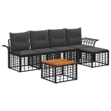 vidaXL Set de canapele de exterior 6 pcs Negru și Gri &icirc;nchis Poliester 3437681