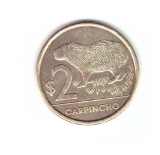 Moneda Uruguay 2 pesos 2012, stare buna, curata, cu mici pete de culoare, America Centrala si de Sud, Fier