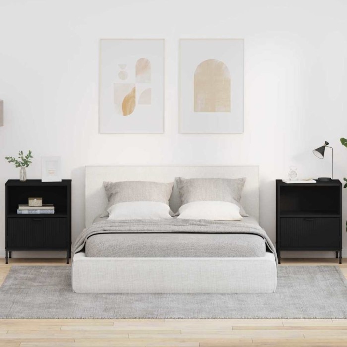 vidaXL Mese de noptieră 2 pcs Negru 49 x 36 x 61 cm Lemn compozit 883477