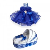 Trusou botez in landou si lumanare dantela si ingeras, decor albastru Denikos&reg;