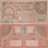 1946, 5 gulden/roepiah (P-88) - Indiile Olandeze!