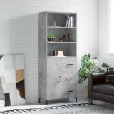 vidaXL Dulap &icirc;nalt, gri beton, 69,5x34x180, lemn compozit