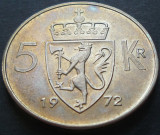 Cumpara ieftin Moneda 5 COROANE - NORVEGIA, anul 1972 * cod 3369, Europa