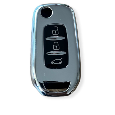 Husa Cheie Briceag Renault Megane 4, Kadjar, Clio, 3 Butoane, Tpu, Silver AutoProtect KeyCars foto