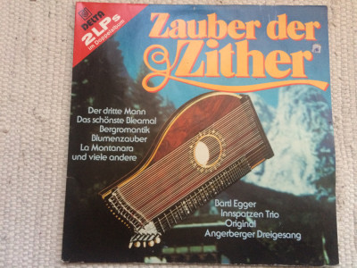 zauber der zither bartl egger dublu disc 2 lp vinyl muzica folclor Țiteră VG+ foto