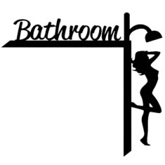 Decoratiune semn Krodesign Bathroom KRO-1104, dimensiune 45x40cm, negru