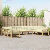 vidaXL Set Canapele Exterior Lemn Acacia Alb Crem Pernă 9 Piese Gradina